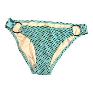 Victorias Secret Bikini Teal Bottom Black Polka Dot Rings Sz Medium Cheeky Swim
